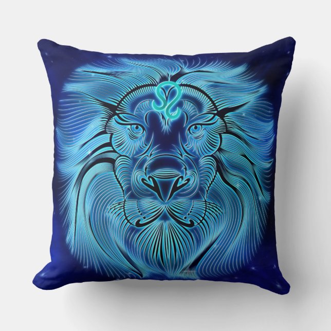 Be a king, be a lion, a blue pillow, a zodiac sign cushion (Front)