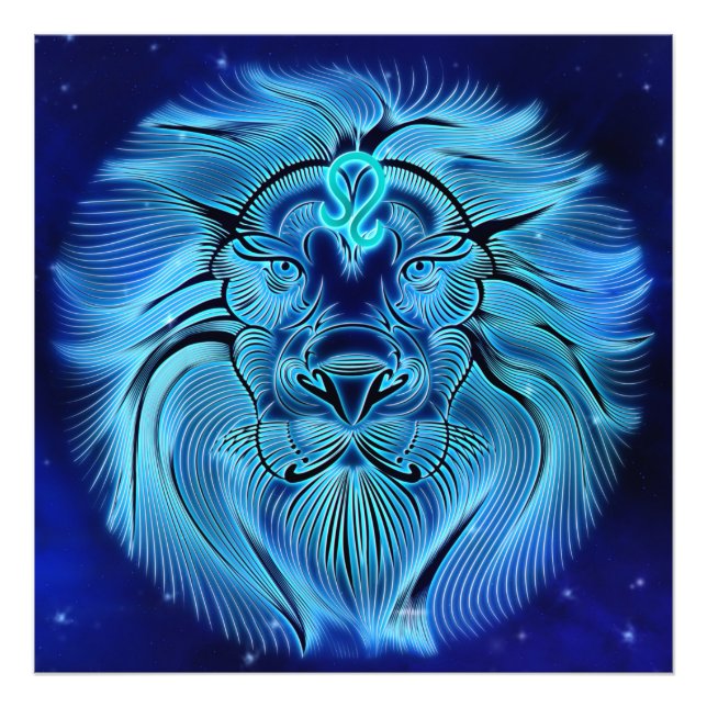 Be a king, be a lion, blue, zodiac sign  (Front)