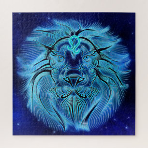 Be a king, be a lion, blue, zodiac sign jigsaw puz puzzle