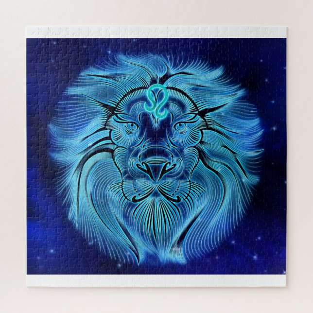 Be a king, be a lion, blue, zodiac sign jigsaw puzzle (Vertical)