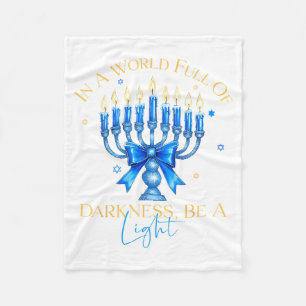 Be A Light Happy Hanukkah Menorah Jewish Gift _5 Fleece Blanket