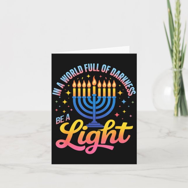 Be A Light Happy Hanukkah Menorah Jewish Gift  Card (Front)
