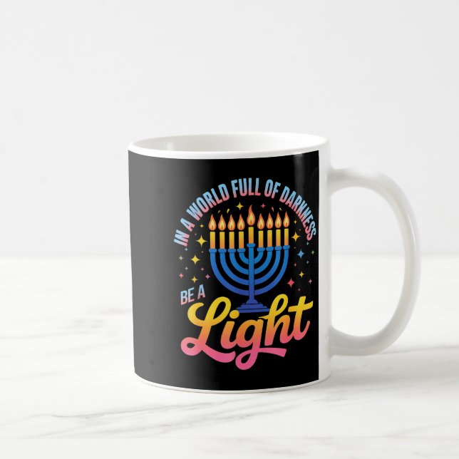 Be A Light Happy Hanukkah Menorah Jewish Gift  Coffee Mug (Right)