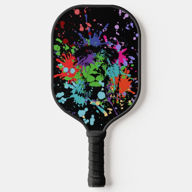 "Be a lion" a Black Paint Pickleball Paddle (Front)