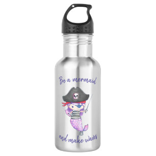 Be A Mermaid And Make Waves // Mermaid Drawing 532 Ml Water Bottle