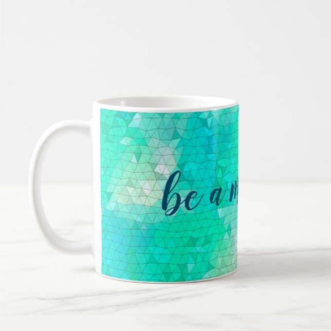 Be a Mermaid Aqua Blue Mosaic Pattern  Coffee Mug (Left)