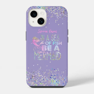 "Be a Mermaid" Iridescent Hologram Glitter iPhone 14 Case