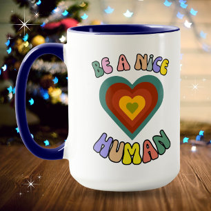 Be a Nice Human BOHO Heart Graphic Mug