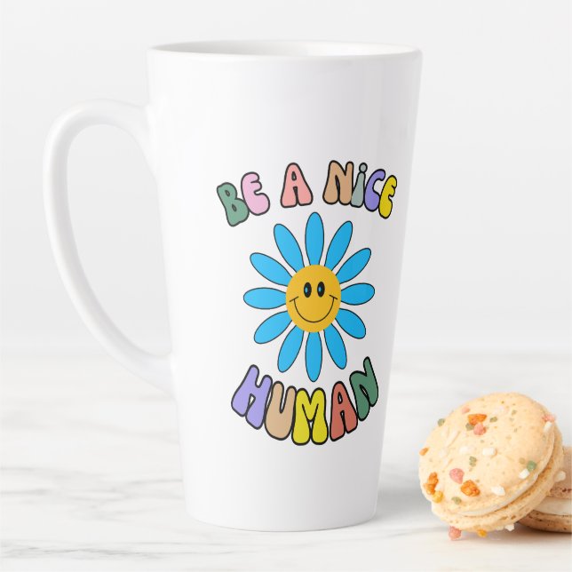 Be A Nice Human Retro Groovy  Latte Mug (In Situ)