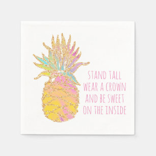 Be a Pineapple Cute Rainbow & Gold Pineapple Napkin