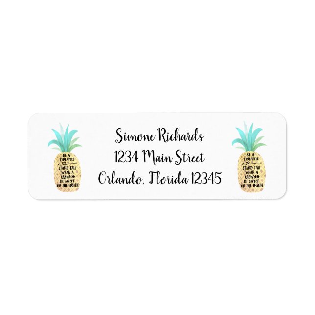 Be A Pineapple Quote Custom Return Address Label (Front)