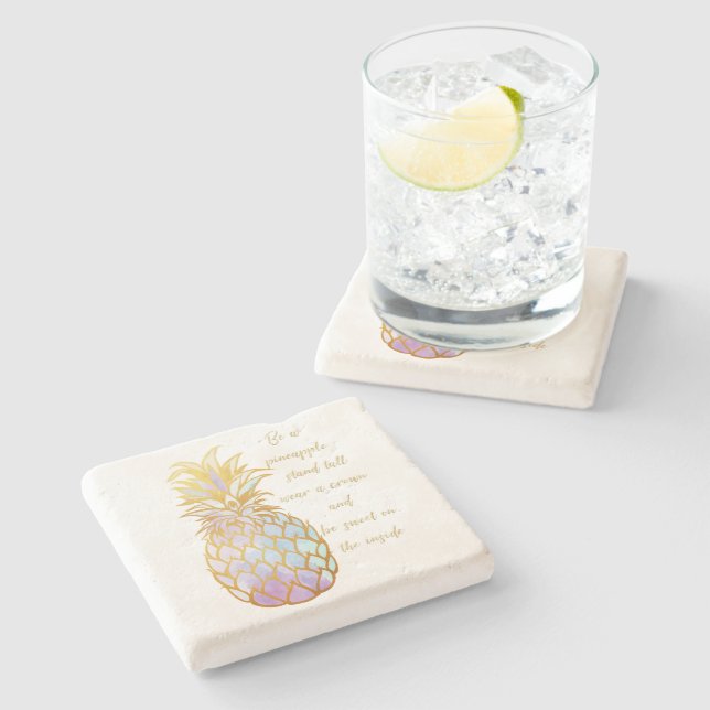 Be A Pineapple Stone Coaster (Side)