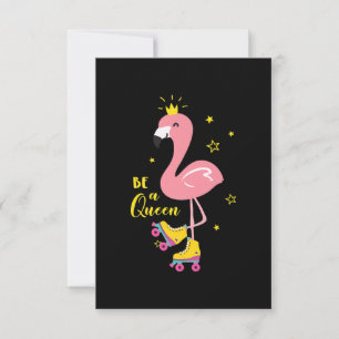 Be A Queen Pink Flamingo Skate Roller Women Girls RSVP Card