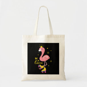 Be A Queen Pink Flamingo Skate Roller Women Girls Tote Bag