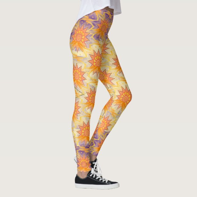 Be a Star Yellow Purple Sun Pattern Leggings (Right)