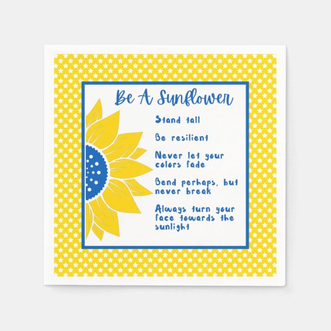 Be A Sunflower Word Art Ukraine Colours   Napkin (Front)