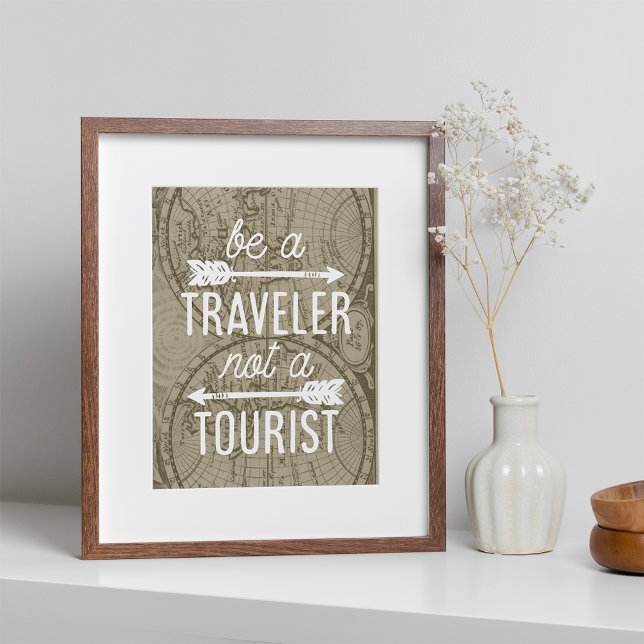 Be a Traveller Not a Tourist Typography Art Print (Creator Uploaded)