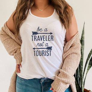 Be a Traveller Not a Tourist Typography Quote Tank