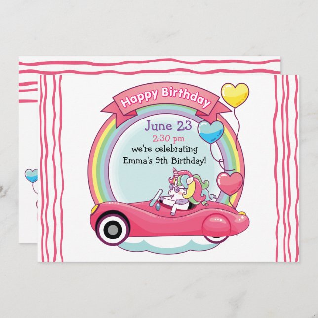 Be a Trendsetter Unicorn Drive By Birthday Parade Invitation (Front/Back)
