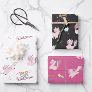Be a unicorn rainbow motivational rainbow wrapping paper sheet