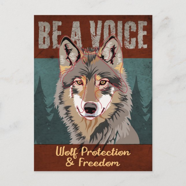 Be a Voice - Wolf Protection and Freedom Postcard (Front)