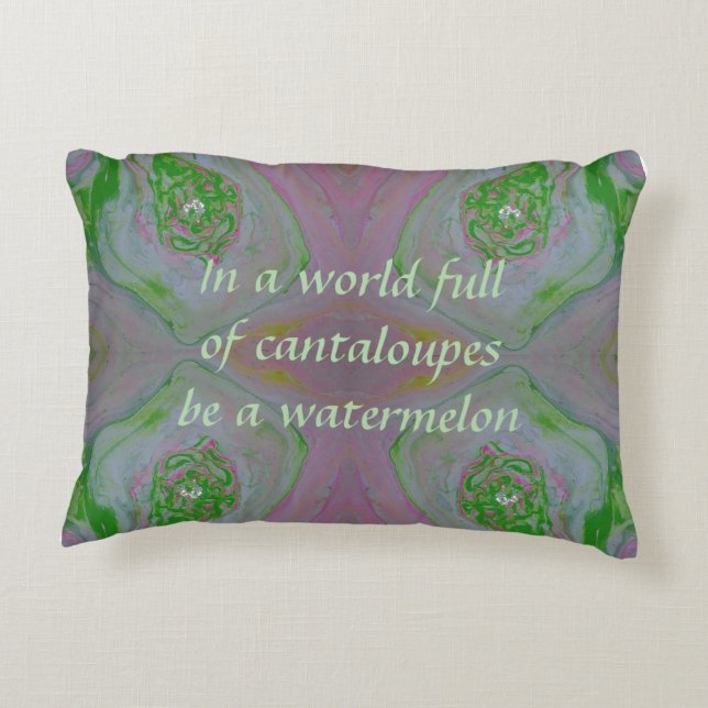 "Be a Watermelon" Acrylic Pour Inspired Decorative Cushion (Back)