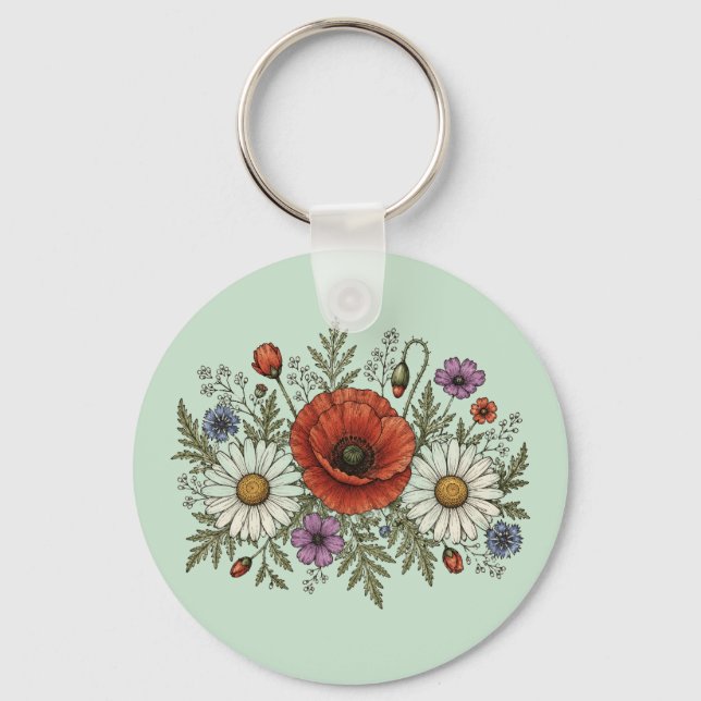 "Be a Wildflower" Aluminium Circle Keychain (Front)