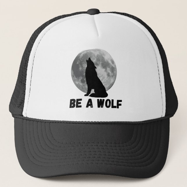 be a wolf design t-shirt trucker hat (Front)
