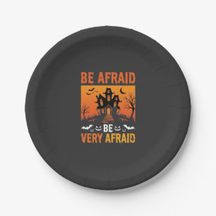 Be Afraid Haunted House Halloween Design Paper Plate