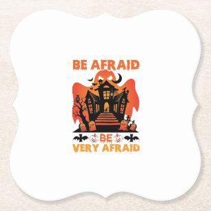 Be Afraid Very Halloween Haunted House Pumpkins_1 Paper Coaster