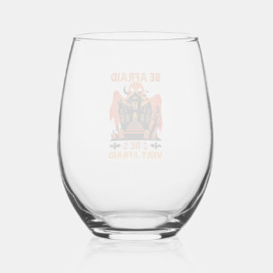 Be Afraid Very Halloween Haunted House Pumpkins_1 Stemless Wine Glass
