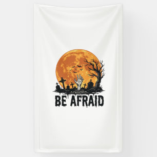 Be Afraid Vintage Halloween Graveyard Vector Desig Banner