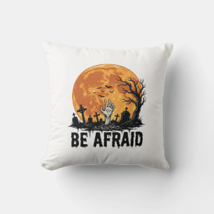 Be Afraid Vintage Halloween Graveyard Vector Desig Cushion