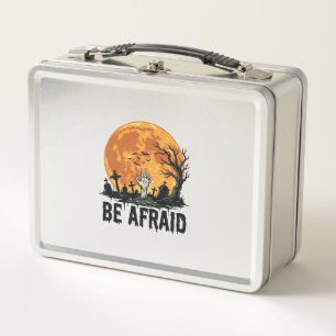 Be Afraid Vintage Halloween Graveyard Vector Desig Metal Lunch Box
