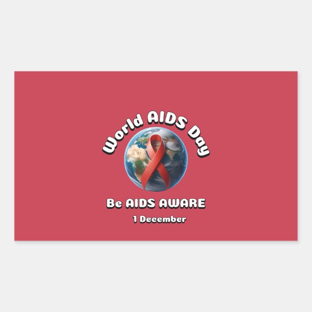 Be AIDS Aware. World AIDS Day. Rectangular Sticker (Front)