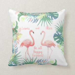 Be all Happy Forever! Fairy Tale Two Pink Flamingo Cushion