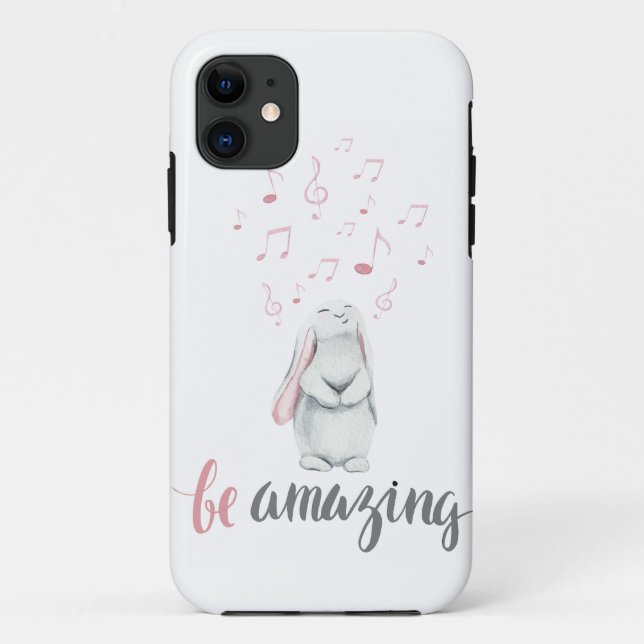 Be Amazing Music Bunny Case-Mate iPhone Case (Back)