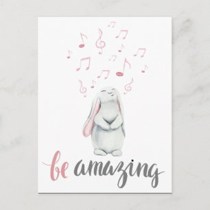 Be Amazing Music Bunny Postcard