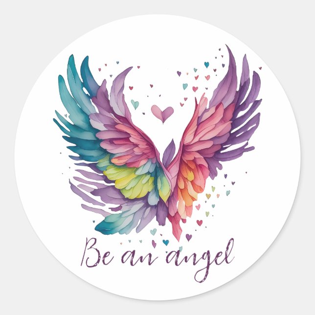 Be an angel  classic round sticker (Front)