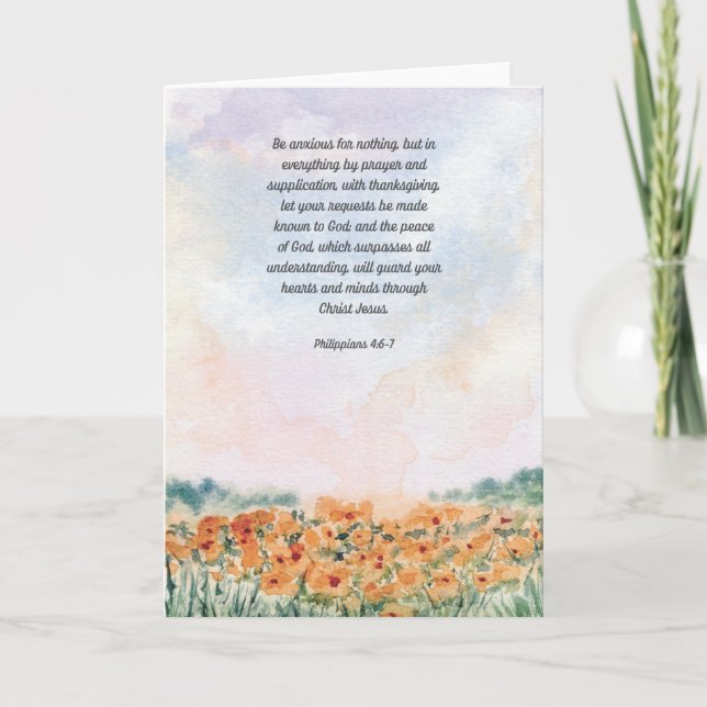 Be Anxious for Nothing Christian Bible Verse Card (Front)
