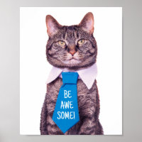 "BE AWESOME!" Cat in Blue Tie, Your Message