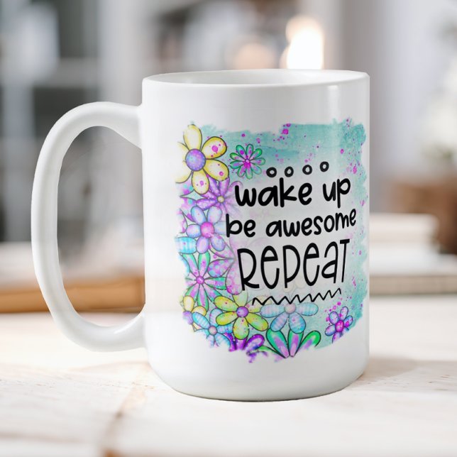 Be Awesome Coffee Mug (A fun, floral motivational coffee mug that reminds you that you are awesome.)