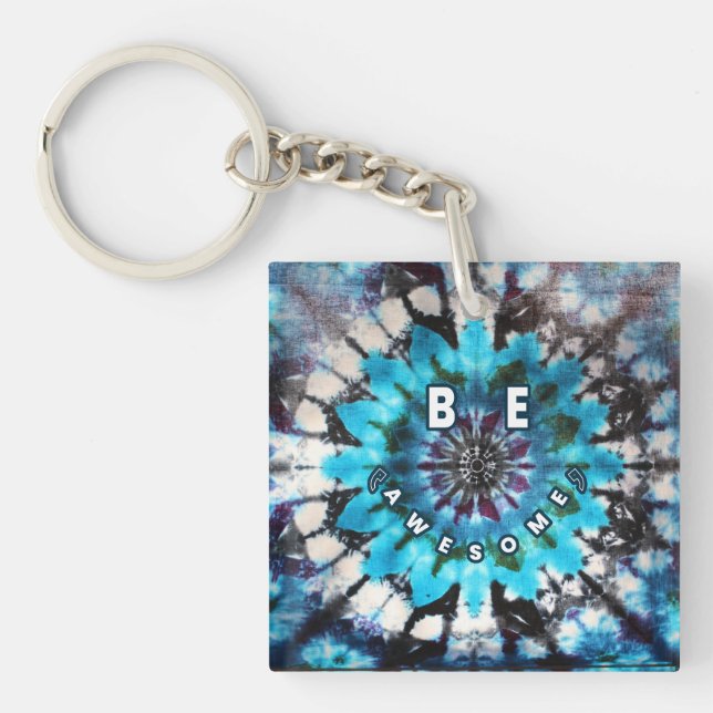 Be Awesome Tie Dye Design Key Ring (Front)