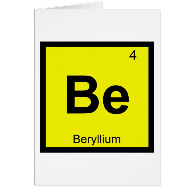 Be - Beryllium Chemistry Periodic Table Symbol (Front)