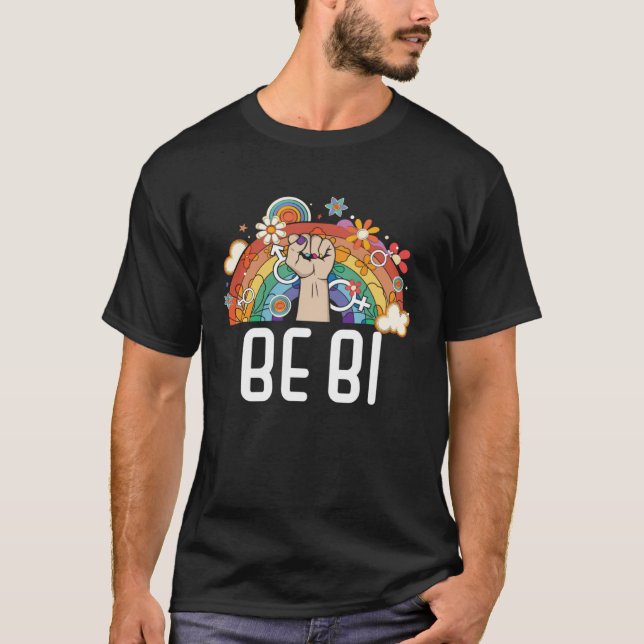 Be Bi Flag Bisexual Rainbow Pride March Bisexualit T-Shirt (Front)