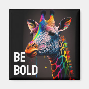 Be Bold Colourful Rainbow Giraffe Cute Zoo Animal Magnet
