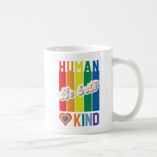 Be Both Human and Kind – Vintage Rainbow-Inspired Coffee Mug