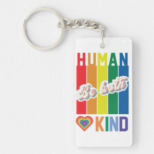 Be Both Human and Kind – Vintage Rainbow-Inspired Key Ring