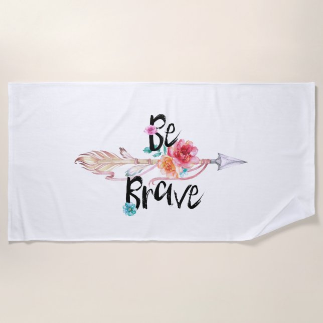 Be Brave Arrow with Flowers Beach Towel (Front)