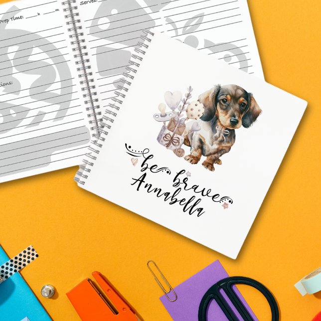 Be Brave Dachshund Puppy Personalised Notebook (Creator Uploaded)